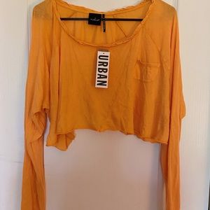 Urban Outfitters Orange Cropped Long Sleeve Top